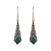 Modern Oxidized Teardrop Silver Earring